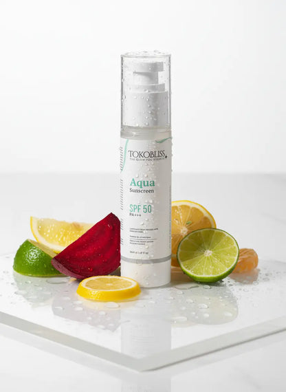 Aqua Sunscreen SPF 50 PA+++ with Vitamin C & Watermelon TokoBliss