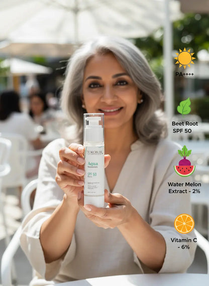 Aqua Sunscreen SPF 50 PA+++ with Vitamin C & Watermelon TokoBliss