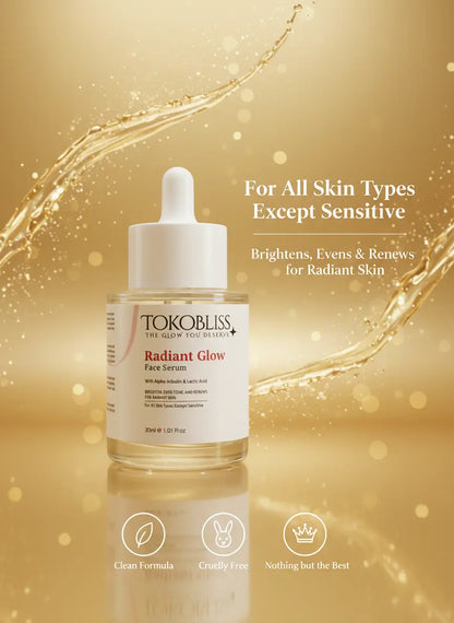 Radiant Glow Face Serum with Alpha Arbutin & Lactic Acid TokoBliss